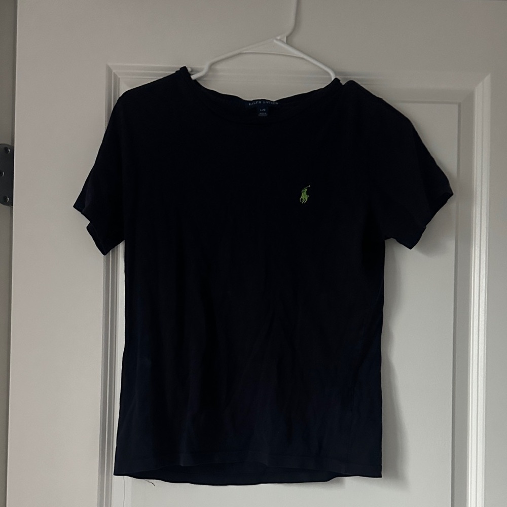 Polo by Ralph Lauren Women's Navy Tee with Green Logo